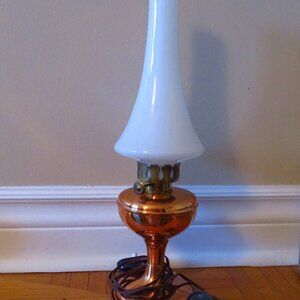 vintage ta picl made in Portugal copper oil lamp repurposed ,electrical, Europe